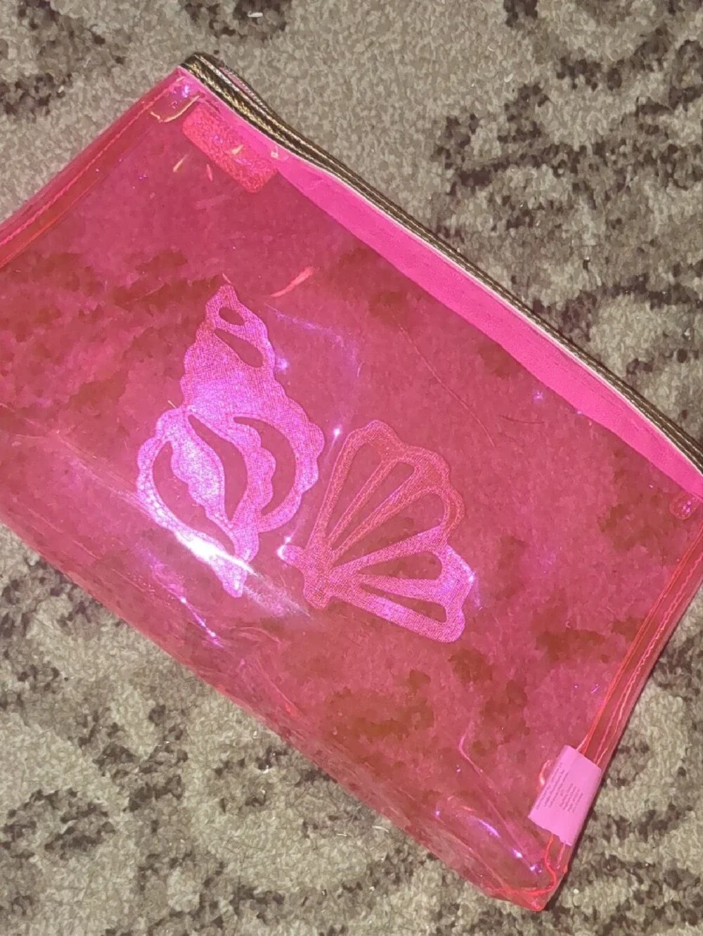 Lilly Pulitzer Hot Pink Iridescent Shell Cosmetic Pouch
